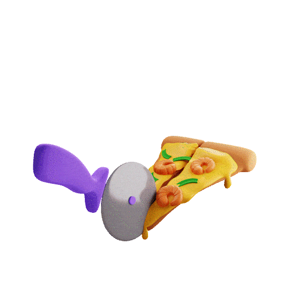 pizza is cut as an animation to illustrate sharing